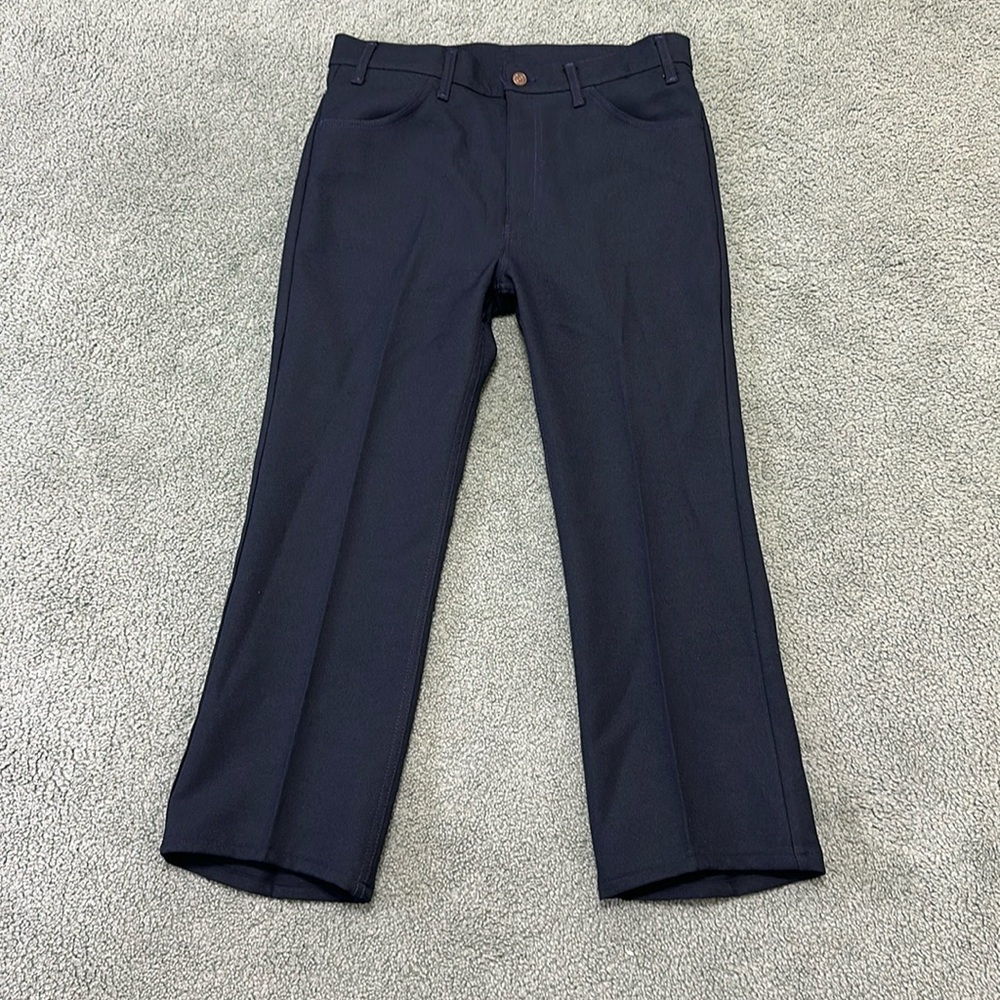 Vintage 90s does 70s Levis Navy Dacron Polyester Slacks pants Tag 36x29 USA made